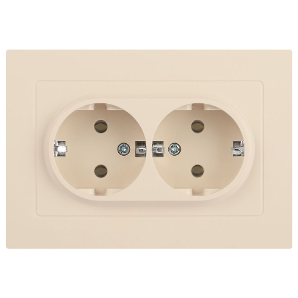 Розетка Intro Accent 6-205-02 2X2P+E Schuko, 16А-250В, IP20, СУ, AL/CU, слоновая кость | Intro