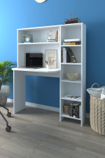 Стол рабочий с полками для книг 120х140 - белый