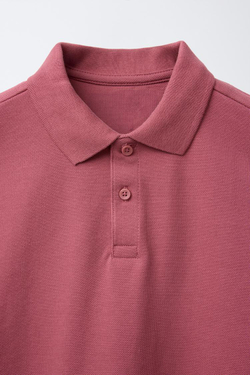 ZARA БАЗОВОЕ ОДНОТОННОЕ ПОЛО, КЛУБНИЧНЫЙ