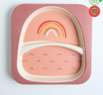 4298764 Тарелка 2-х секционная из бамбука, цвет МИКС