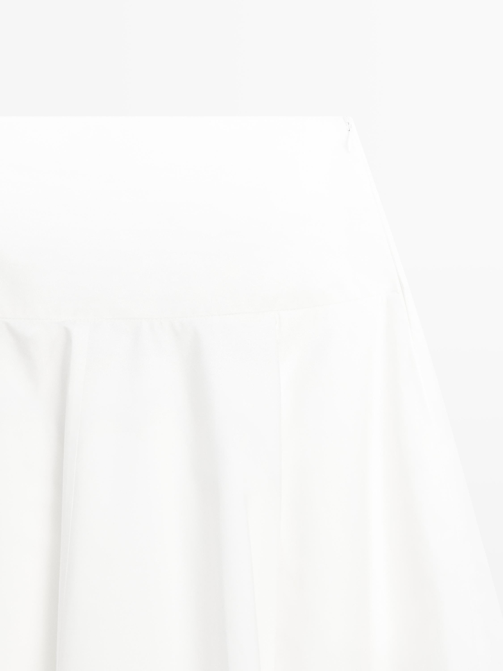 Massimo Dutti Миди-юбка из 100% хлопка с кокеткой, белый