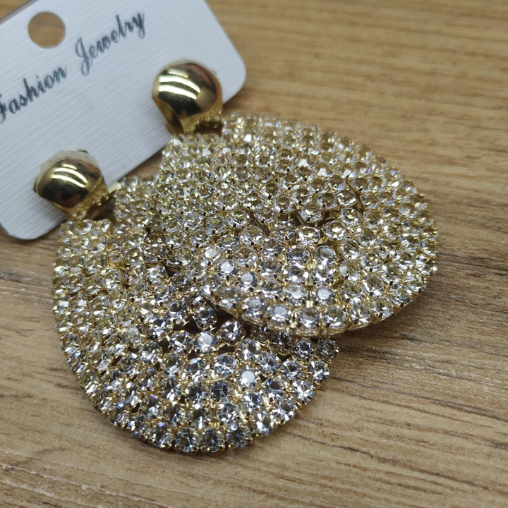 Серьги-гвоздики Royal полукруг подвеска капля кристаллы металл золотистый 5,5 см