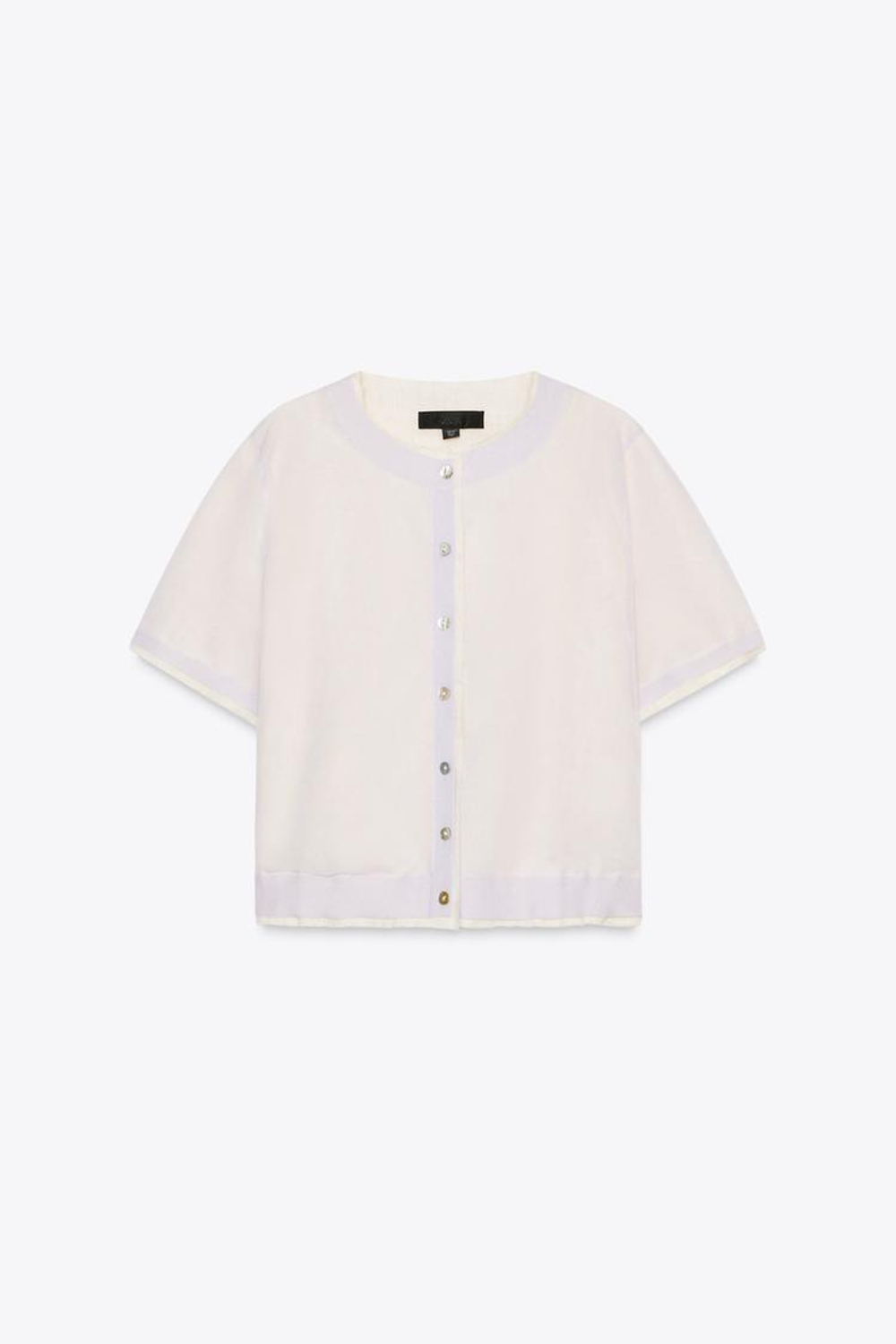 ZARA ДВУХСЛОЙНЫЙ КАРДИГАН ИЗ СМЕСОВОГО ЛЬНА, СВЕТЛАЯ МАЛЬВА