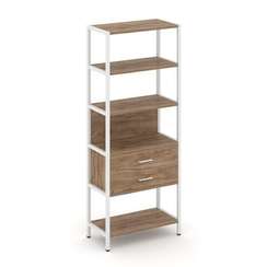 Shelf System Односекционный стеллаж пятиярусный с ящиками SN.STM-512 Дуб Табак/Металл Белый 810*400*