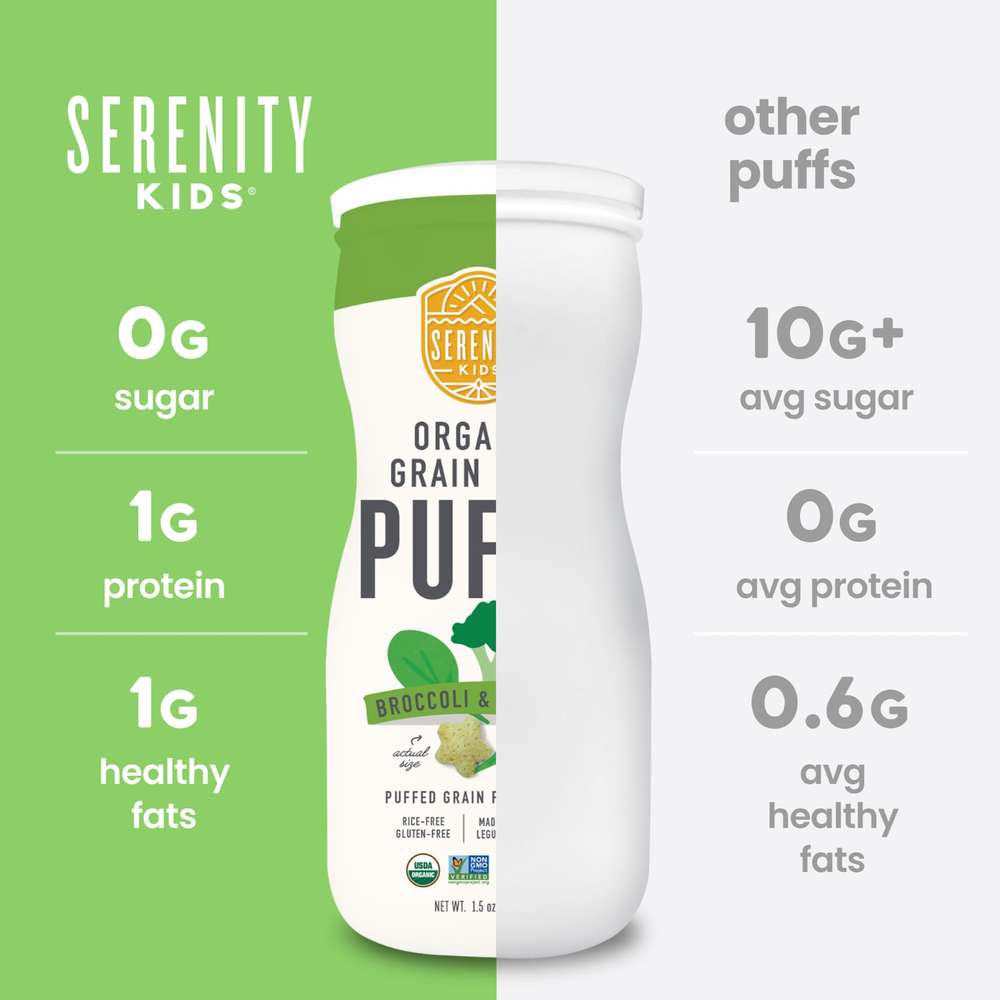 Serenity Kids, органические колечки без злаков, брокколи и шпинат, 42 г (1,5 унции)