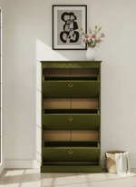 Обувница 123х66х21, Индра, тумба для обуви для прихожей, МДФ, оливковый, Dipriz