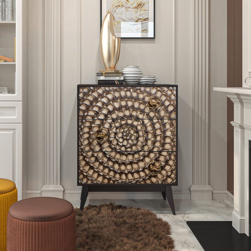 Комод Терра Птички с 3 ящиками Каштан