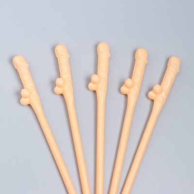 Трубочки коктейльные "18+", телесные 5 штук 9228073