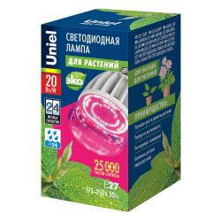 LED-M80-20W-SP-E27-CL ALS55WH Лампа светодиодная для растений. IP54. Форма M. прозрачная колба. Материал корпуса алюминий. Упаковка картон.