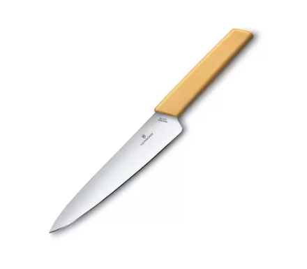 Victorinox - Нож Swiss Modern 19см для порционирования, желтый / артикул   6.9016.198B  / GTIN 7613329150559