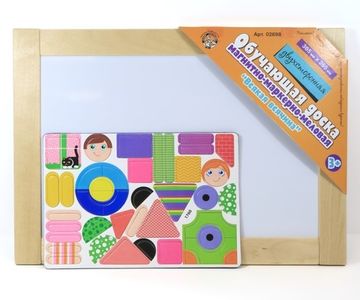 Доска двухсторонняя обучающая магнитно-маркерно-меловая "Всякая всячина" 36,5см х 26,5см (42 эл) нео