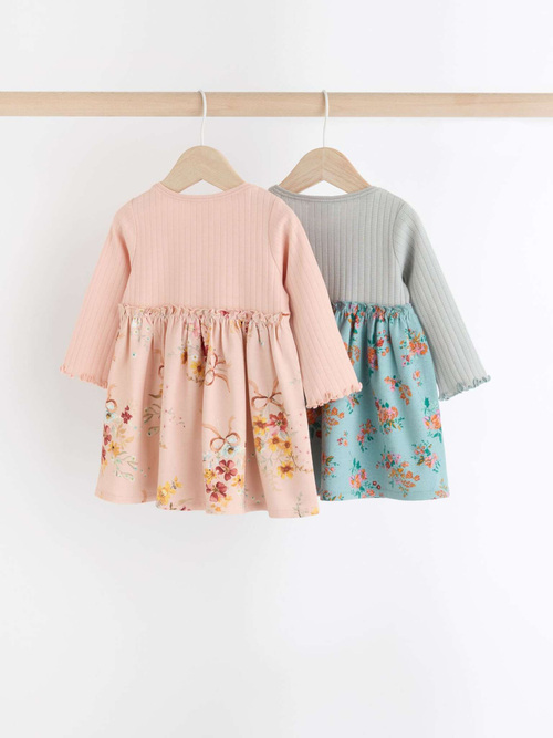 Платье для девочки Next B50-483, 2 шт, Розовый, Голубой