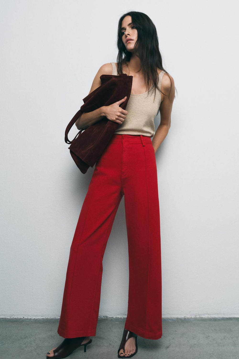 Джинсы wide leg с высокой посадкой — zw collection