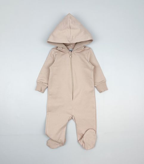 Комбинезон из футера с начесом, Светло-бежевый