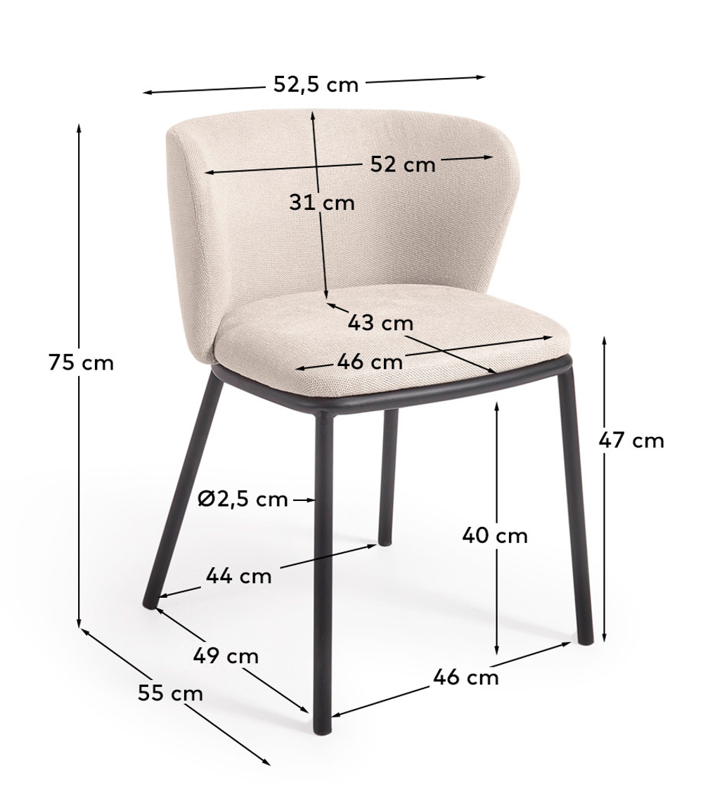Ciselia Стул из бежевой синели и черной стали