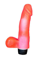 Гелевый розовый вибратор с мошонкой (15,5 см ) (Цвет: розовый)