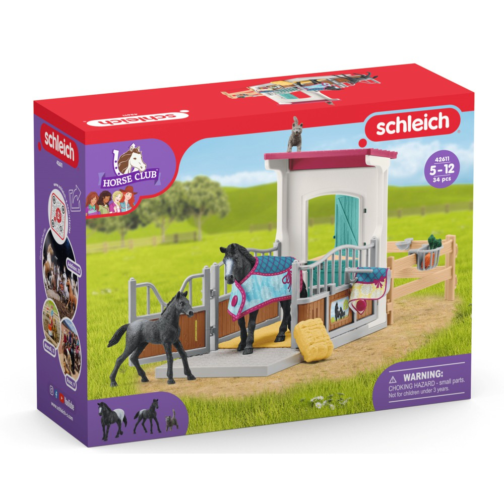 Schleich S 42611 — Денник для лошадей с кобылой и жеребёнком — фото 1