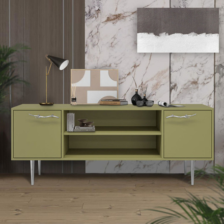 Тумба под ТВ Арт Колор matte 155см Стайл Сильвер Зеленая олива матовая