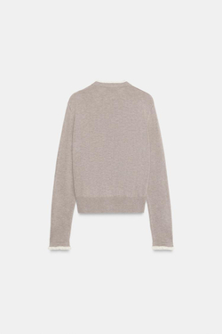 ZARА КАРДИГАН С КОМБИНИРОВАННОЙ КРУЖЕВНОЙ ОТДЕЛКОЙ, СЕРО-КОРИЧНЕВЫЙ