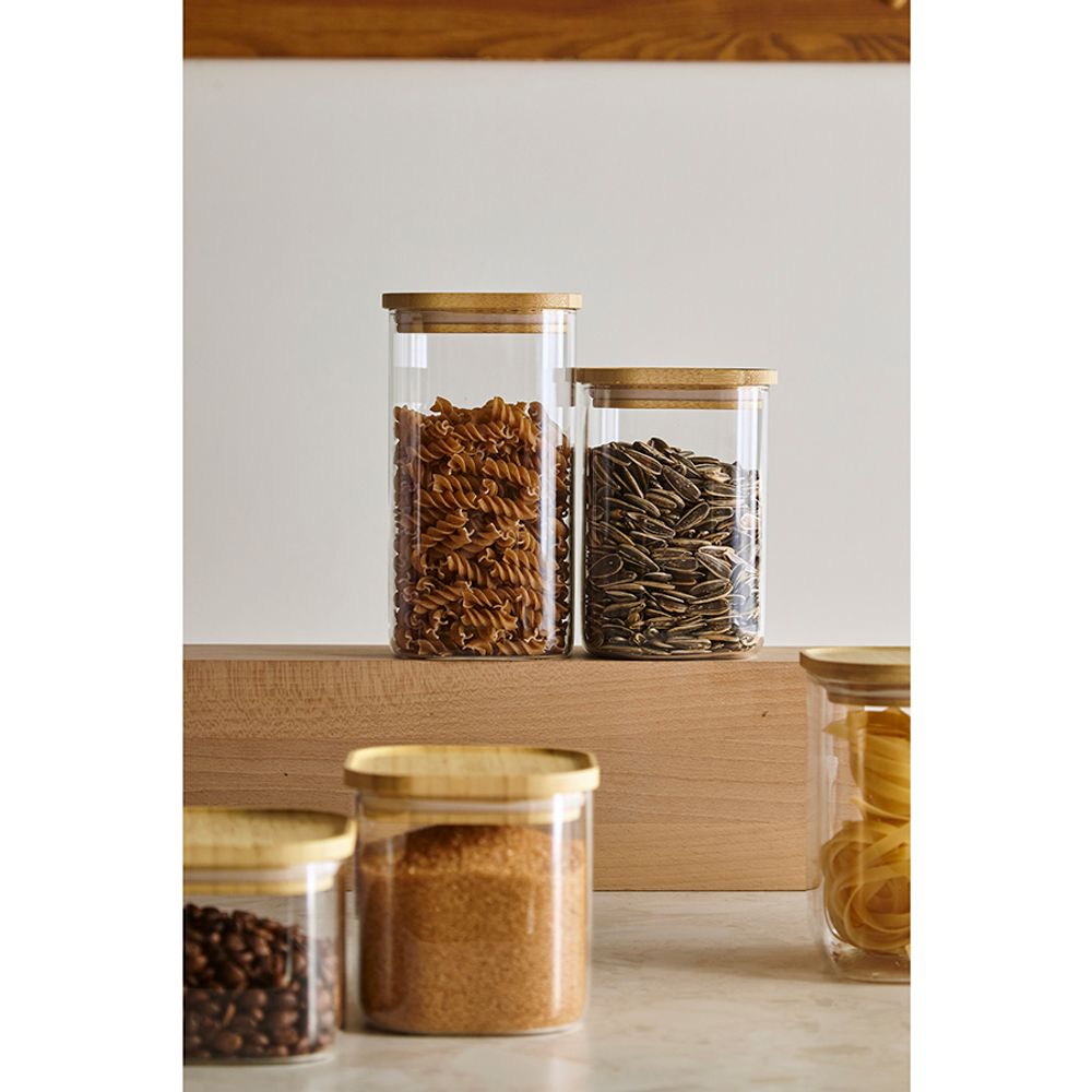 Банка для хранения квадратная Glass Bamboo, 1,1 л
