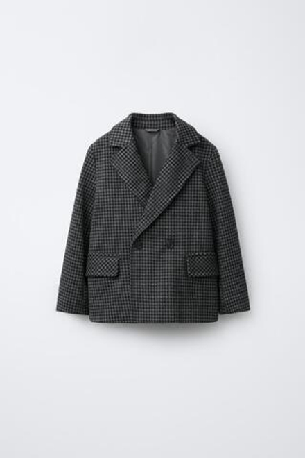 ZARA БЛЕЙЗЕР В КЛЕТКУ, СЕРЫЙ