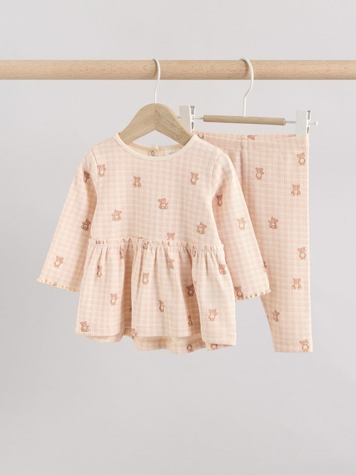 Платье и спортивные брюки в комплекте для девочек Next E66-456, Бежевый