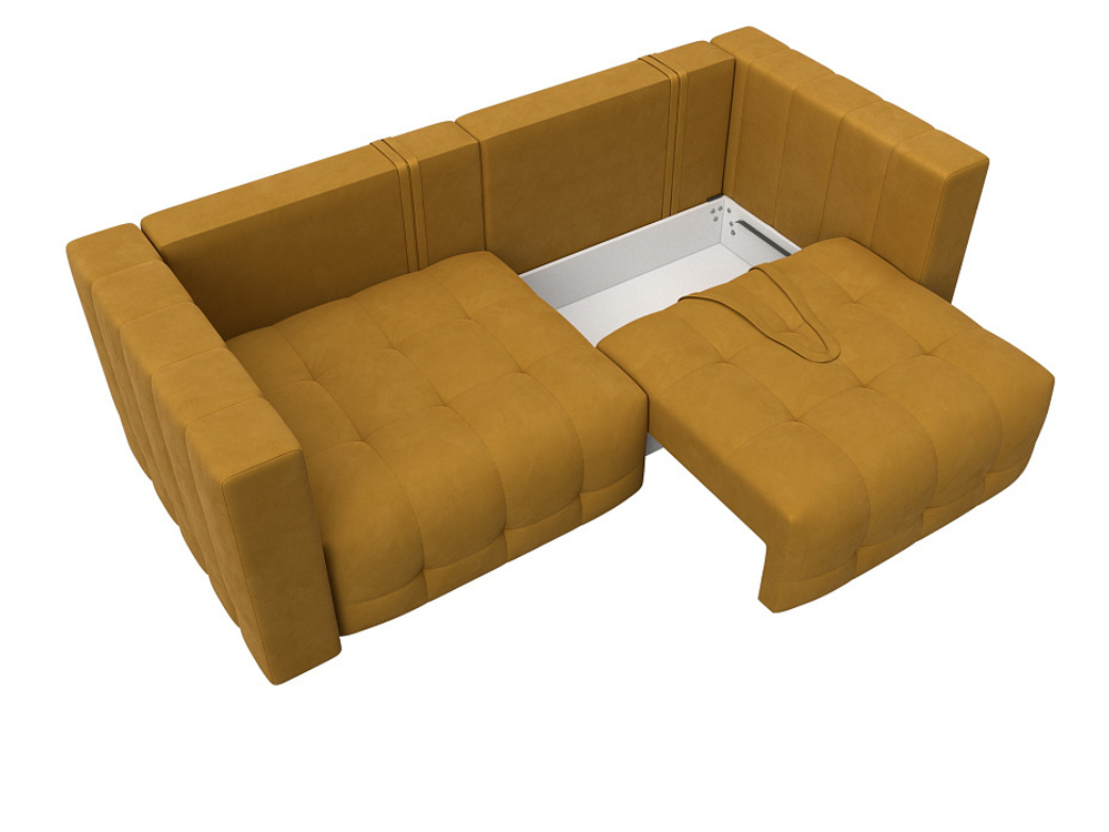 Диван прямой Лига-052 НПБ, BRUT 10 ВЕЛЮР желтый