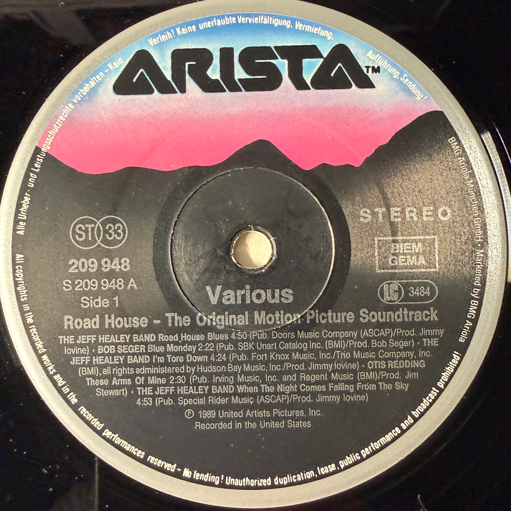 Road House - The Original Motion Picture Soundtrack (Европа 1989г.)