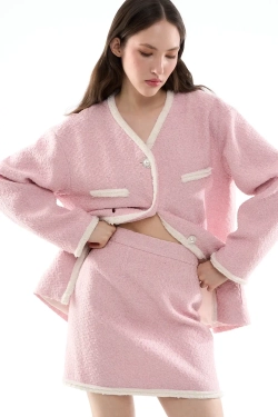 Прямая юбка-мини розовая