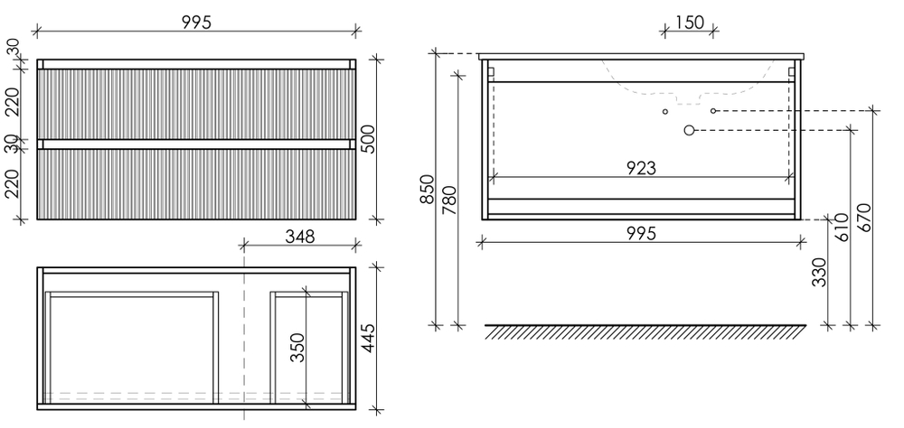 Тумба с раковиной Sancos Snob T 100 см SNT100RW правая, bianco