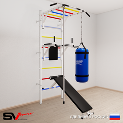 Шведская стенка Sv Sport усиленная 6502 (Турник рукоход/Брусья/Скамья/Канат/Цепь/Мешок 22кг)