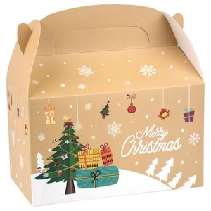 Бокс новогодний Казахстан 16*9*9 см Елка с подарками  Бежевый 12 шт/уп