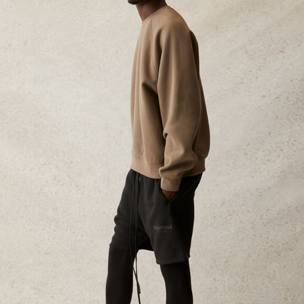 Толстовка Fear of God Essentials SS21 Pull-Over Crewneck Taupe Logo, FOG-SS21-591
