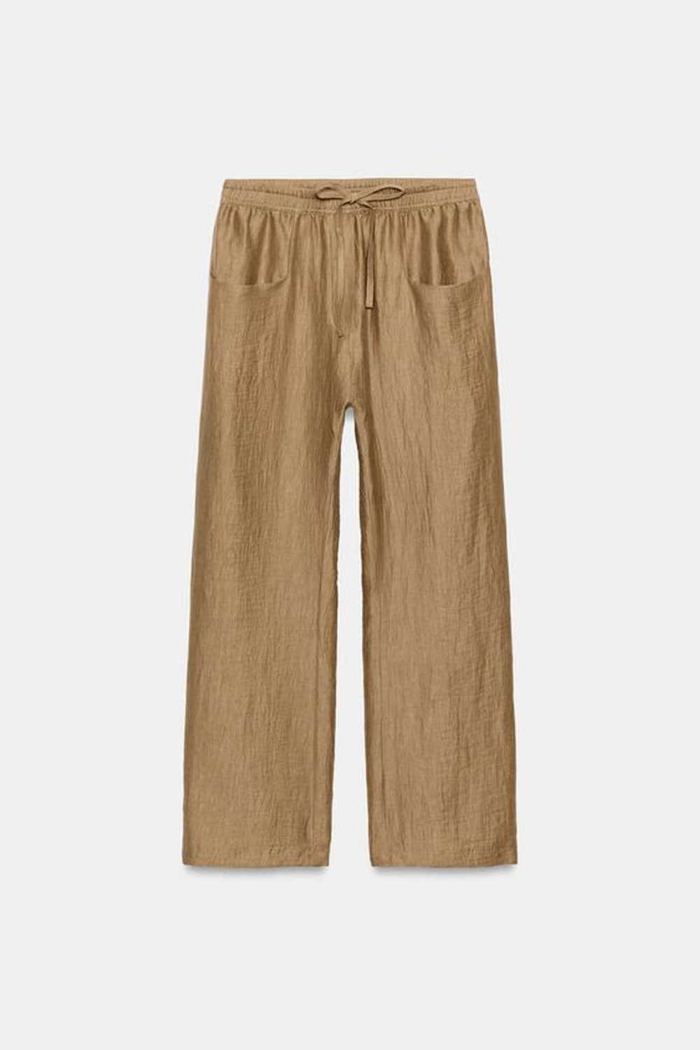 ZARA БРЮКИ ИЗ СМЕСОВОГО ЛЬНА — ZW COLLECTION, МЯГКИЙ КАШТАНОВЫЙ