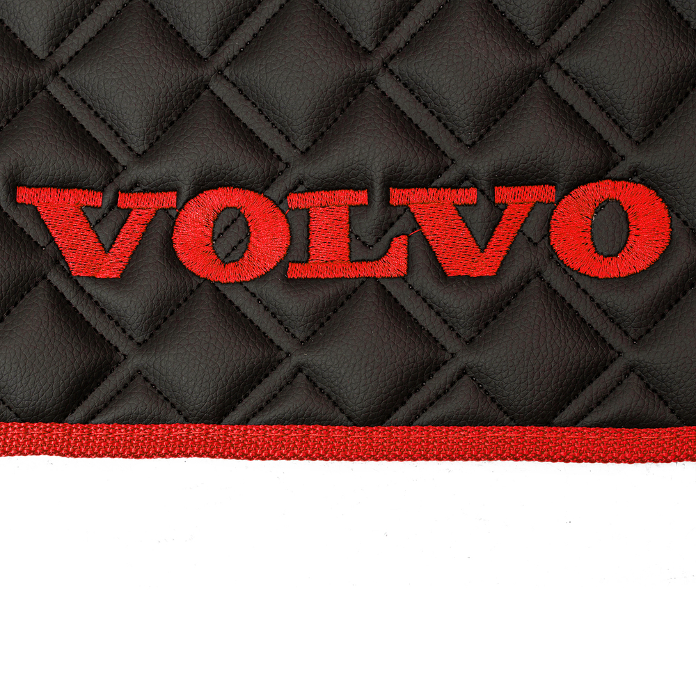 Ковры VOLVO FH-12 2009-2013г (автомат) (экокожа, черный, красный кант, красная вышивка)