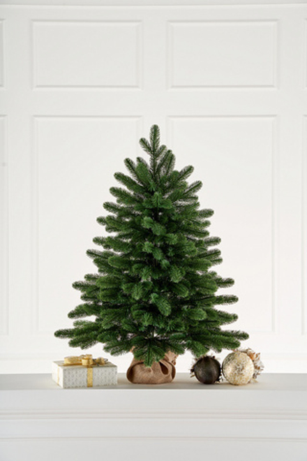 Ель настольная Приморская 0,7 м пенек+мешковина 100% Литые веточки МаксКристмас