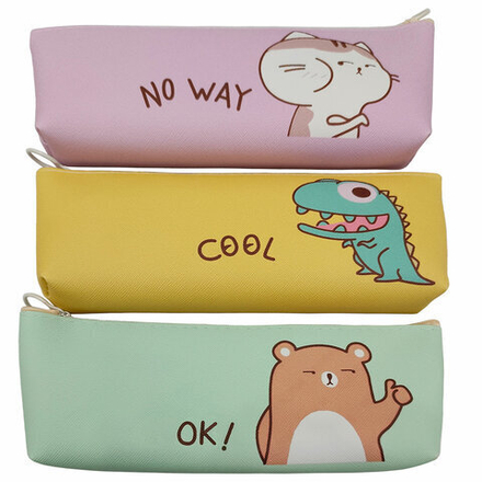 Пенал мягкий ПИФАГОР, 1 отделение, ПВХ, ассорти "Animals", 21х8х3 см, 273826