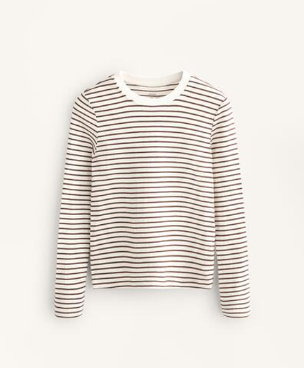 Oysho Лонгслив в полоску из смесового хлопка, коричневый