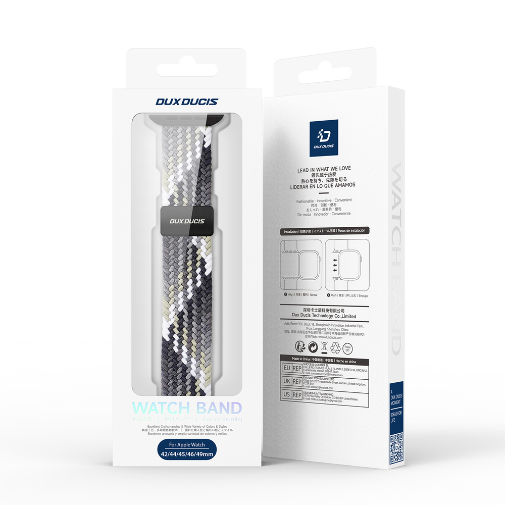 Эластичный ремешок черно-белого цвета (Smoke Gradient) для смарт часов Apple Watch размером 42, 44, 45, 46, 49MM, серия Mixture Ultra Series от Dux Ducis