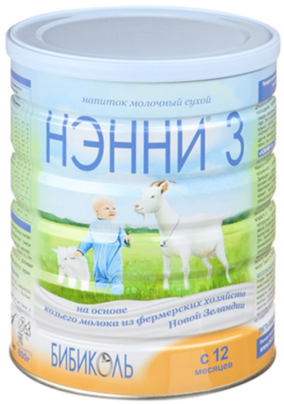 НЭННИ 3 Напиток молочный сухой на основе козьего молока 12+ мес. бан. 800г