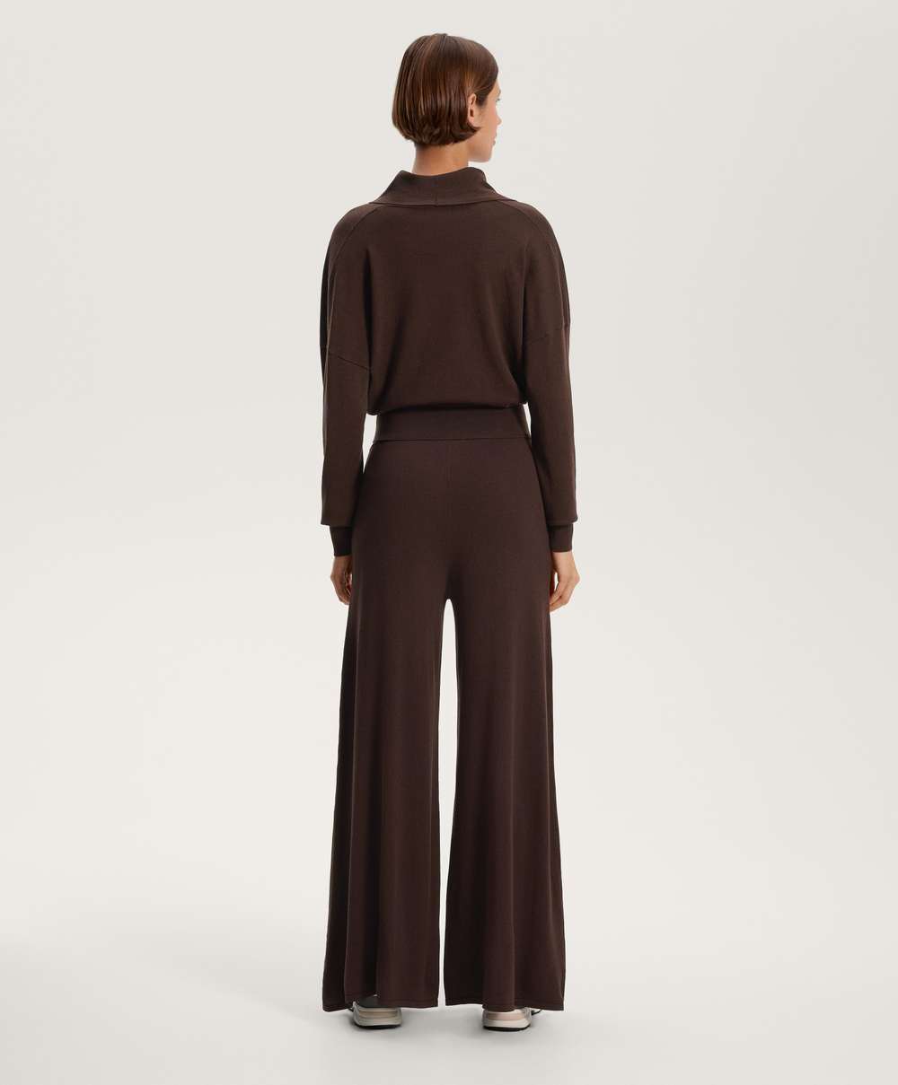 OYSHO Широкие прямые трикотажные брюки, шоколадный