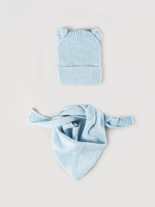 Шапка и шарф Мишка, Голубой