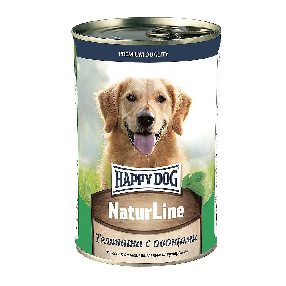 Влажный корм Happy Dog Natur Line для собак с телятиной и овощами, банка 410г