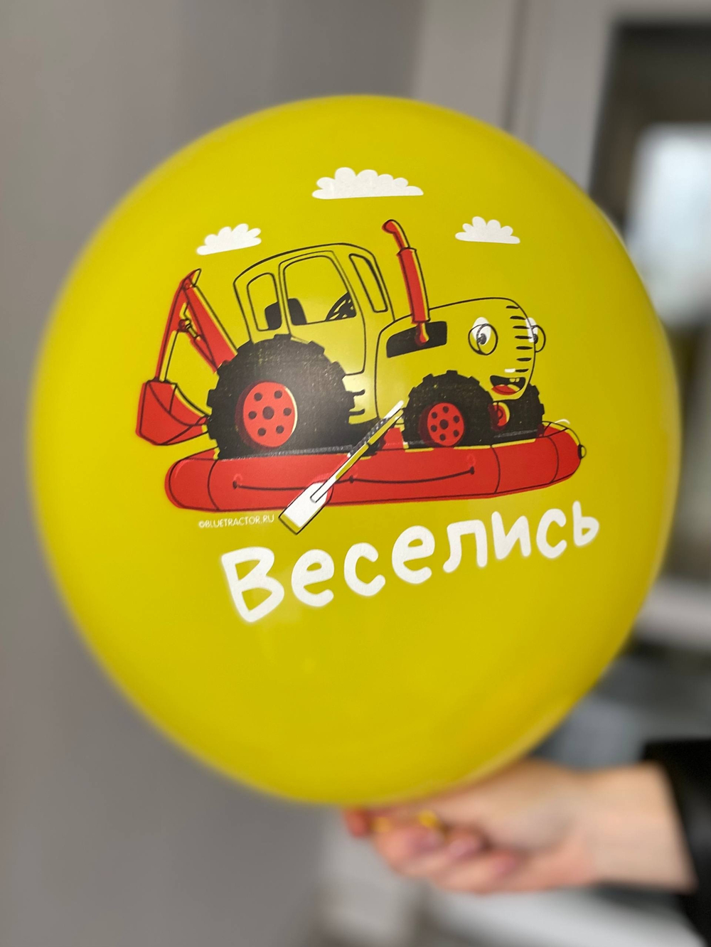 Воздушный шар с рисунком Синий трактор цвет в ассортименте 35см ПАЛИТРА №4348