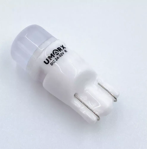 Лампа светодиодная бесцокольная T10 3 SMD Аналог W5W Свет красный 9/32V Керамика