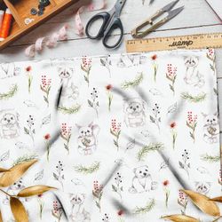 Ткань оксфорд 600 ежики и медвежата