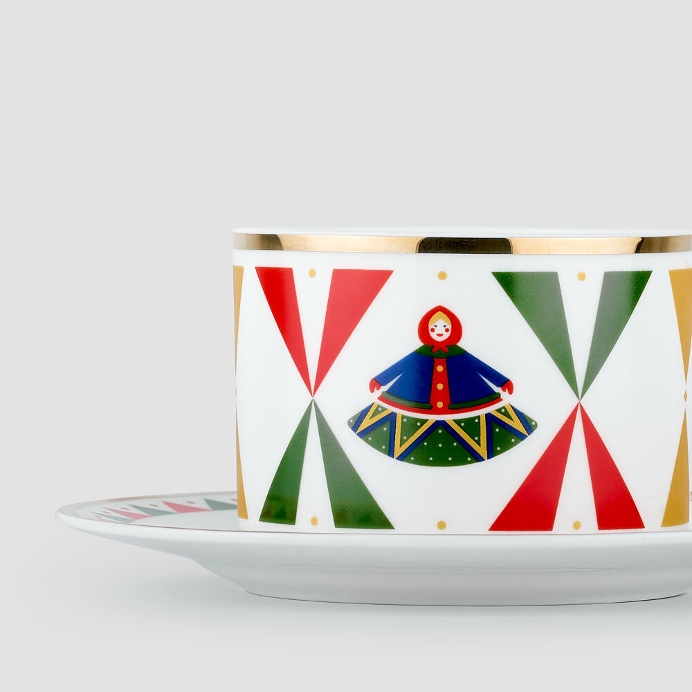 Чайная пара Farforite «Зеленая ярмарка / Зимняя ярмарка» 250 мл в подарочной коробке