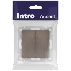 Выключатель Intro Accent 6-104-08 двойной, 10А-250В, IP20, СУ, AL/CU, бронза