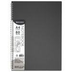 Тетрадь обложка пластик, А4 80 л., гребень мягкий (силиконовый), клетка, BRAUBERG, серый, 405357