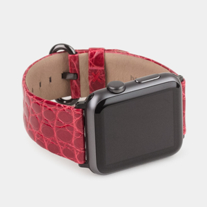 Ремешок для Apple Watch 44/45/46 mm из кожи аллигатора, цвета красный лак